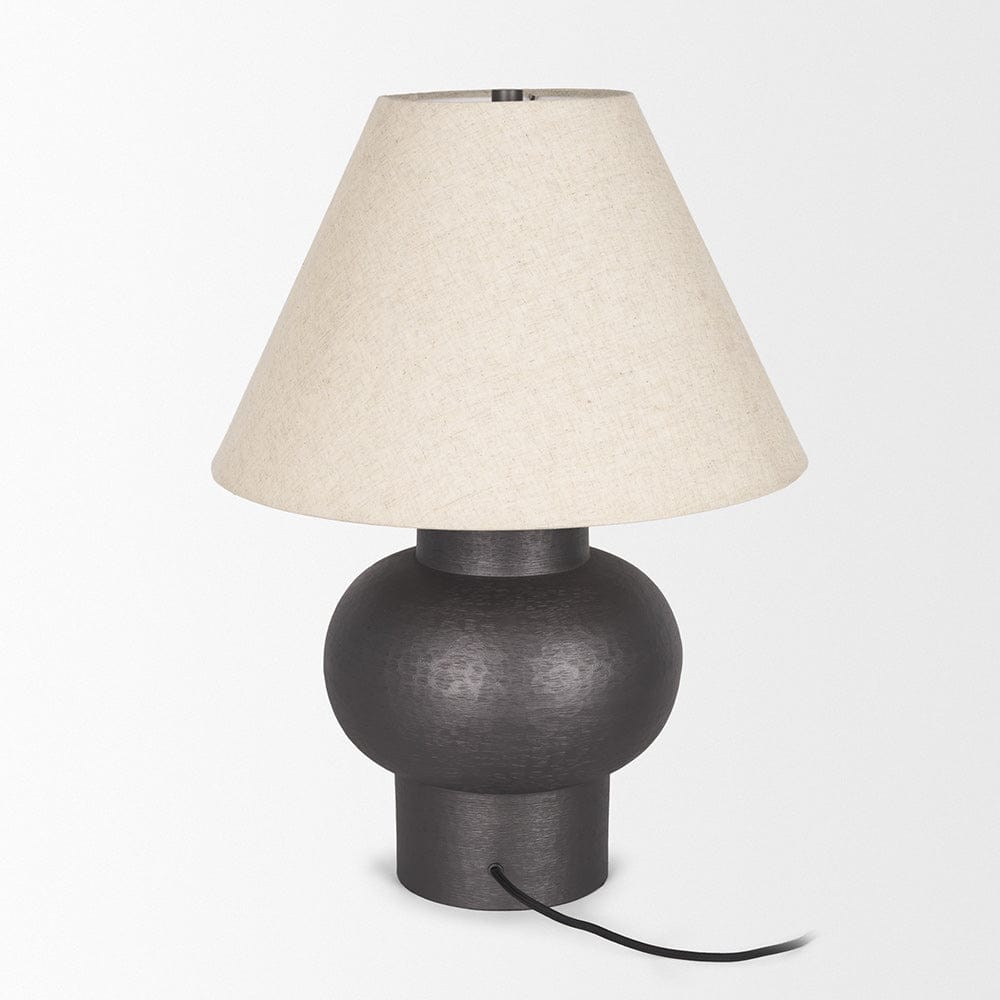 Mercana - Salaah Black Brushed Metal w/ Beige Shade Table Lamp - 70748 view 3