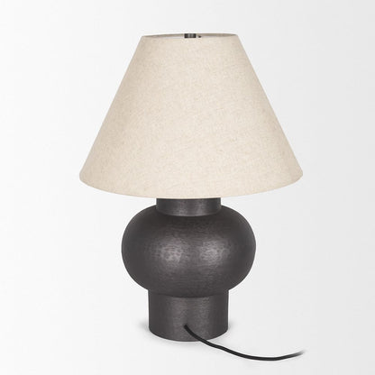 Mercana - Salaah Black Brushed Metal w/ Beige Shade Table Lamp - 70748 view 3