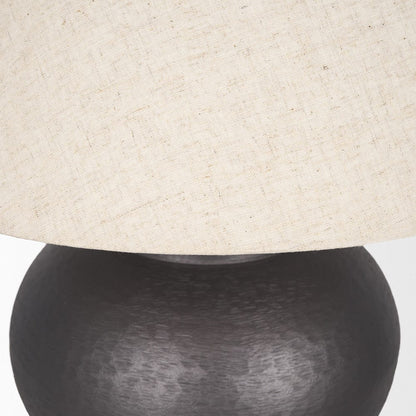 Mercana - Salaah Black Brushed Metal w/ Beige Shade Table Lamp - 70748 view 5