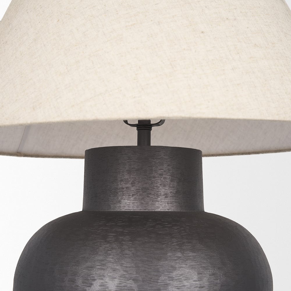 Mercana - Salaah Black Brushed Metal w/ Beige Shade Table Lamp - 70748 view 6