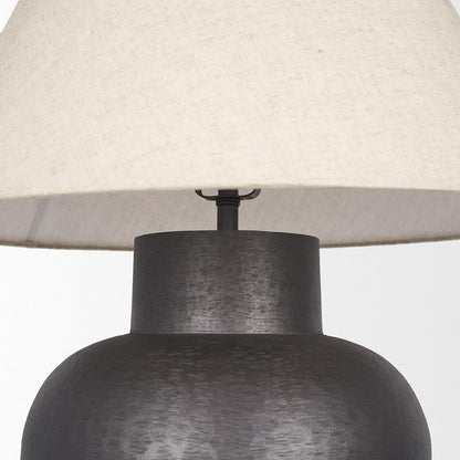 Mercana - Salaah Black Brushed Metal w/ Beige Shade Table Lamp - 70748 view 6