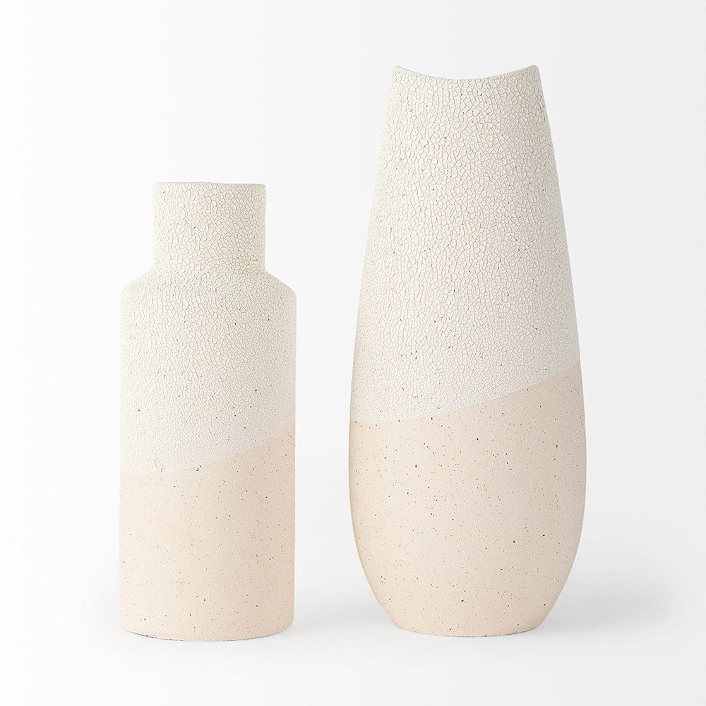 Mercana - Salar 5.9L x 5.9W x 14.0H Cream Conical Crackled Ceramic Vase - 69476 view 2