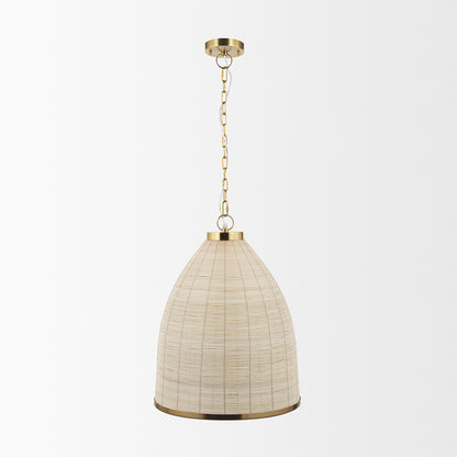 Mercana - Saliha Cane w/ Brass Metal Pendant Light - 70752 view 2