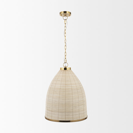 Mercana - Saliha Cane w/ Brass Metal Pendant Light - 70752 view 2