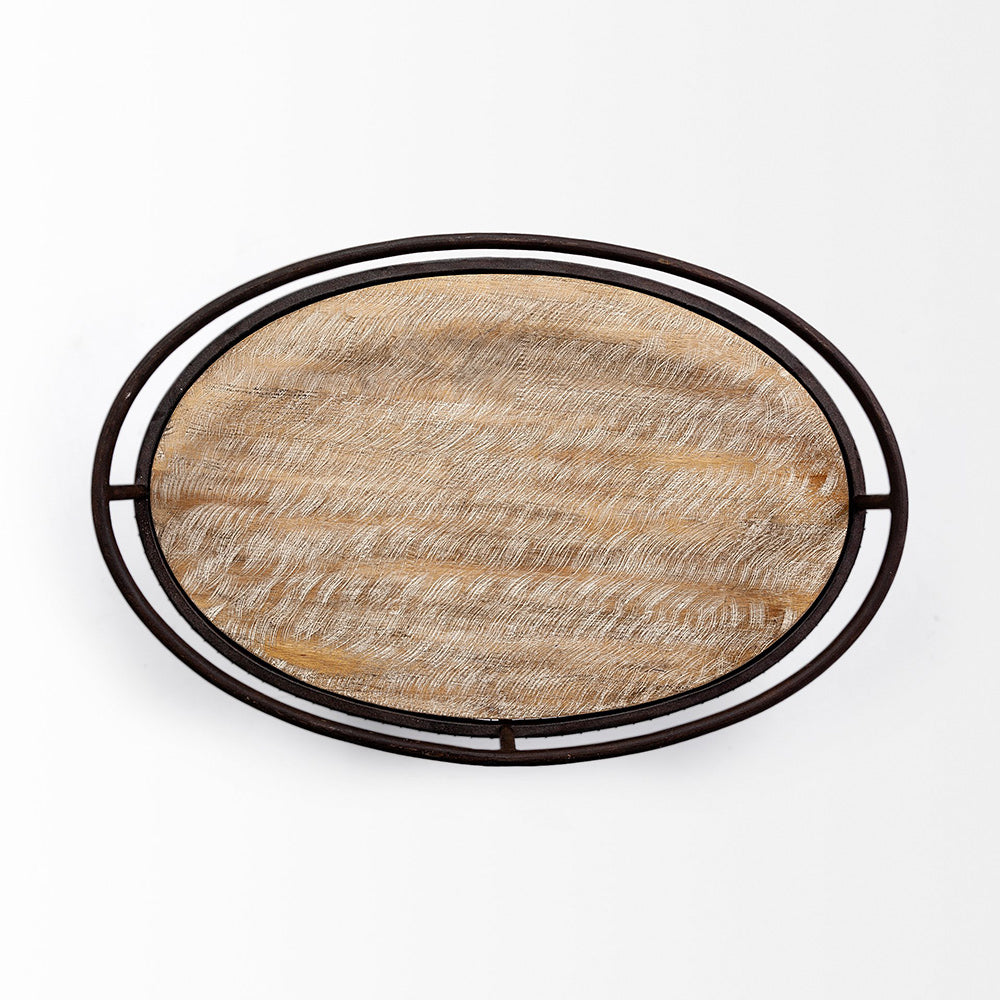 Mercana - Saluti II Black Metal Frame cage w/three wood shelves oval Bar Cart - 67972 view 6