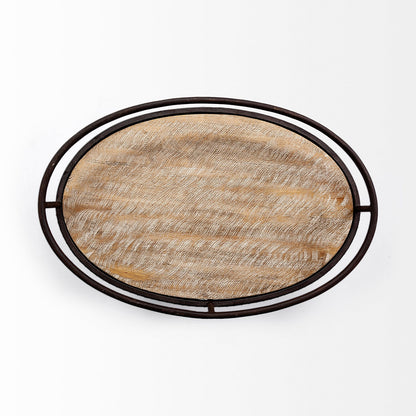 Mercana - Saluti II Black Metal Frame cage w/three wood shelves oval Bar Cart - 67972 view 6