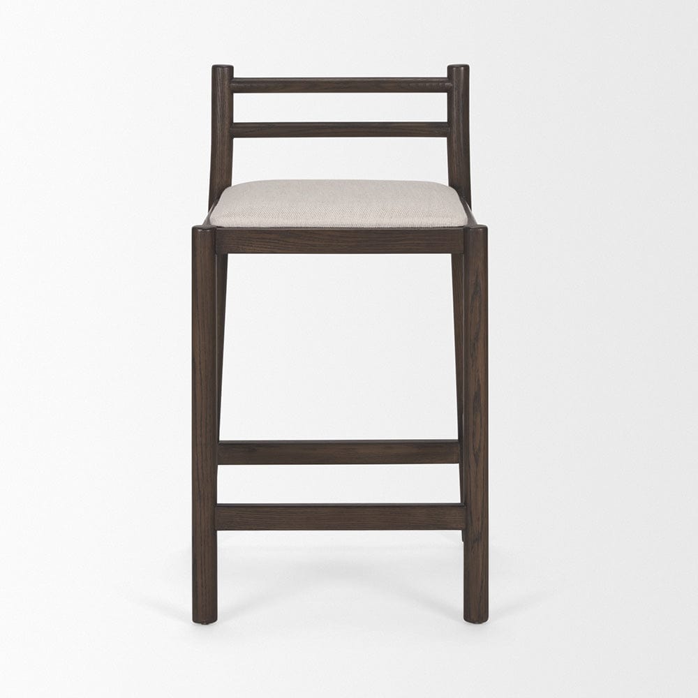 Mercana - Sam Dark Brown Wood w/ Cream Fabric Counter Stool - 70852 view 2