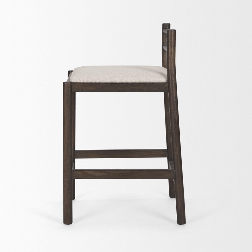 Mercana - Sam Dark Brown Wood w/ Cream Fabric Counter Stool - 70852 view 3