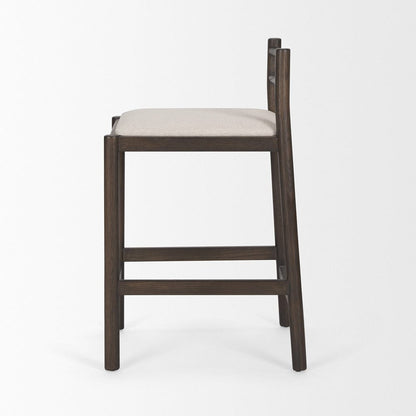 Mercana - Sam Dark Brown Wood w/ Cream Fabric Counter Stool - 70852 view 3