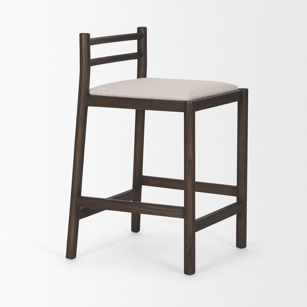 Mercana - Sam Dark Brown Wood w/ Cream Fabric Counter Stool - 70852 view 6