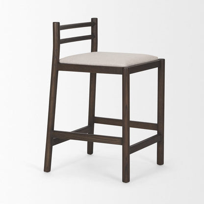 Mercana - Sam Dark Brown Wood w/ Cream Fabric Counter Stool - 70852 view 6