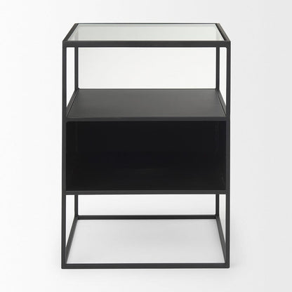 Mercana - Samson 15.7L x 15.7W x 21.3H Side Table Matte Black Metal and Glass - 70096 view 2