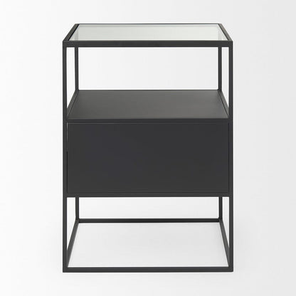 Mercana - Samson 15.7L x 15.7W x 21.3H Side Table Matte Black Metal and Glass - 70096 view 4