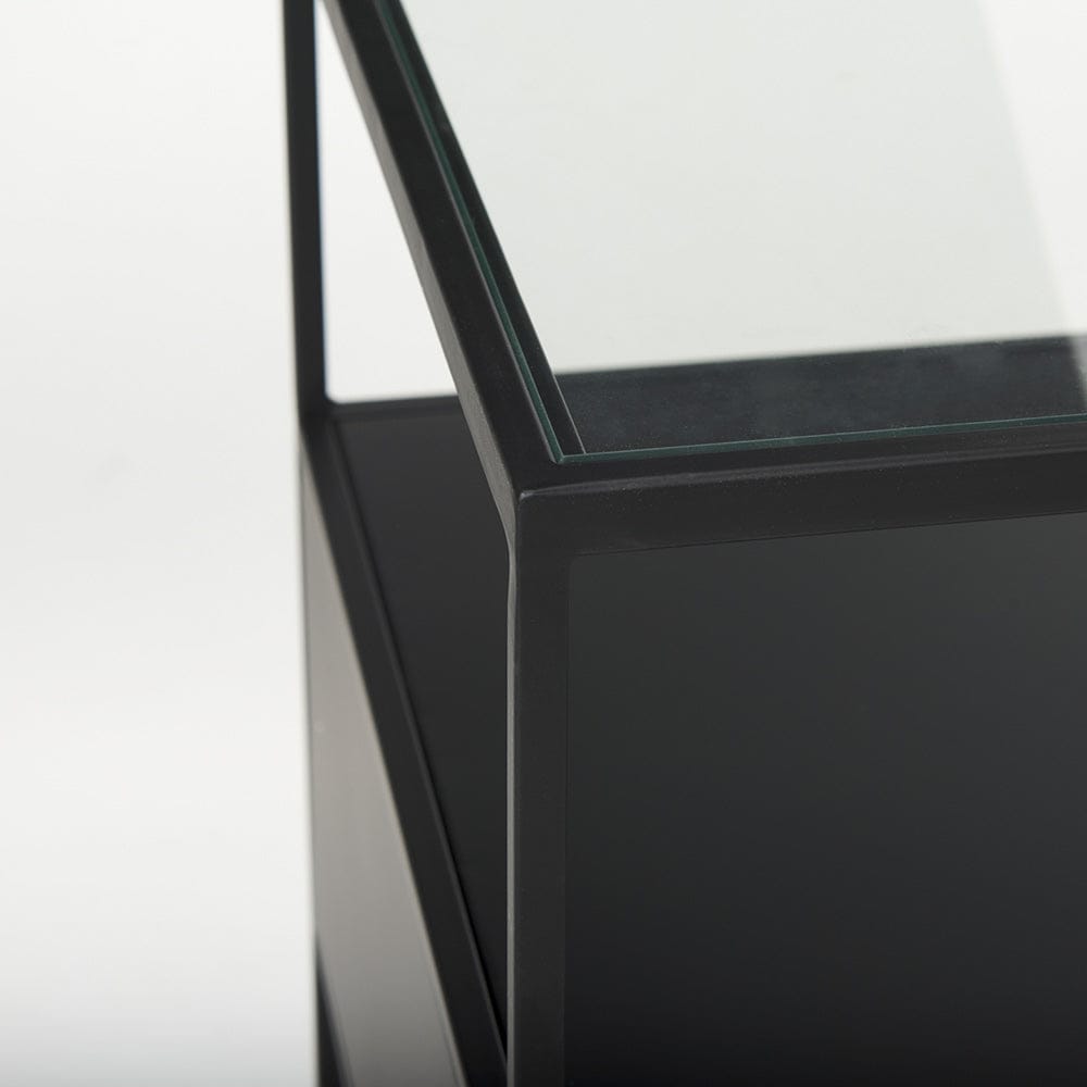 Mercana - Samson 15.7L x 15.7W x 21.3H Side Table Matte Black Metal and Glass - 70096 view 6