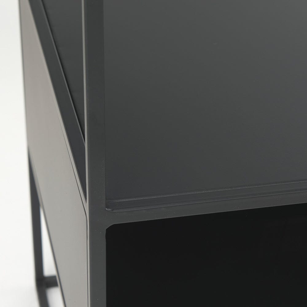 Mercana - Samson 15.7L x 15.7W x 21.3H Side Table Matte Black Metal and Glass - 70096 view 7