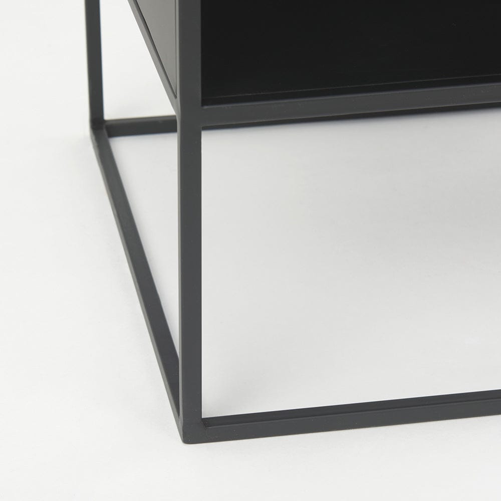 Mercana - Samson 15.7L x 15.7W x 21.3H Side Table Matte Black Metal and Glass - 70096 view 8