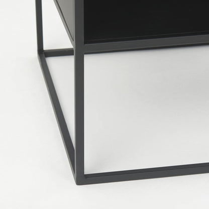 Mercana - Samson 15.7L x 15.7W x 21.3H Side Table Matte Black Metal and Glass - 70096 view 8