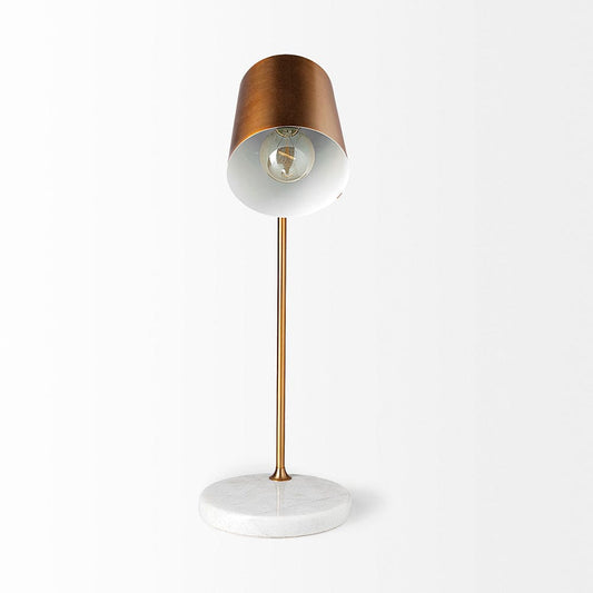 Mercana - Sanderson 21.8"H Gold Metal Shade White Marble Base Table Lamp - 68332 view 2