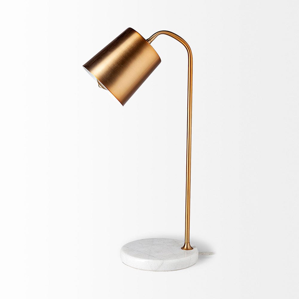 Mercana - Sanderson 21.8"H Gold Metal Shade White Marble Base Table Lamp - 68332 view 3