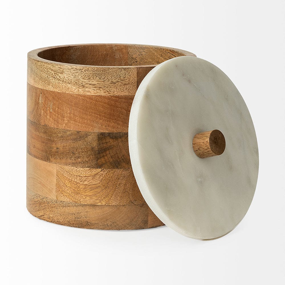 Mercana - Sandook Large 10H Brown Round Wooden Storage Jar - 68953_CLOSEOUT view 4