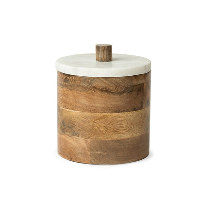 Mercana - Sandook Small 8H Brown Round Wooden Storage Jar - 68952_CLOSEOUT view 1