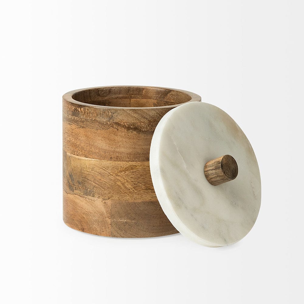 Mercana - Sandook Small 8H Brown Round Wooden Storage Jar - 68952_CLOSEOUT view 4