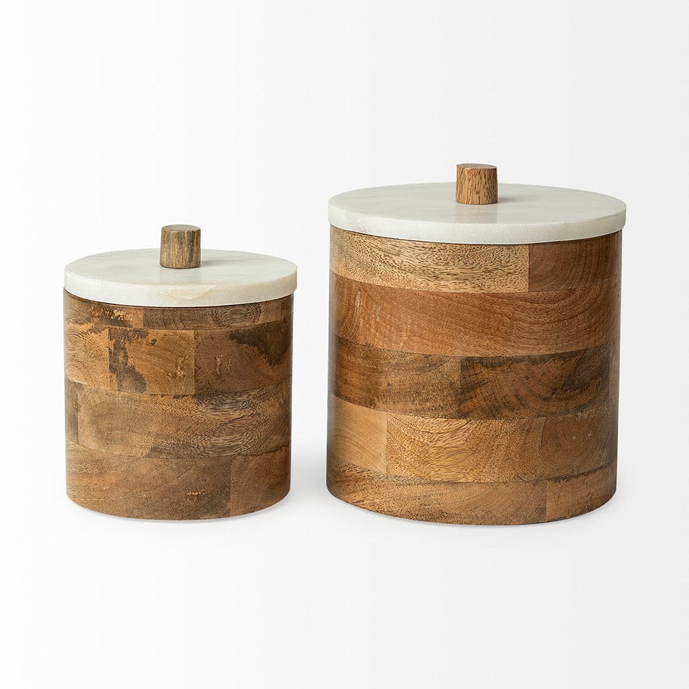 Mercana - Sandook Small 8H Brown Round Wooden Storage Jar - 68952_CLOSEOUT view 6
