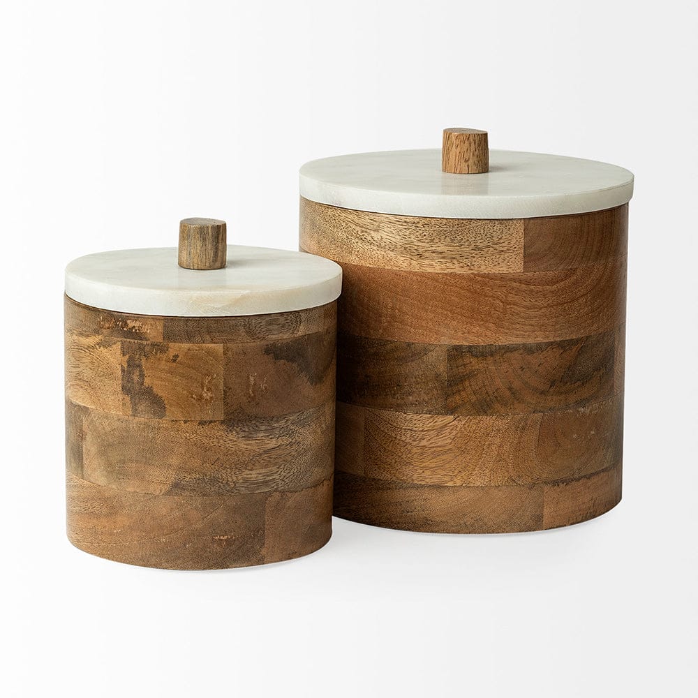 Mercana - Sandook Small 8H Brown Round Wooden Storage Jar - 68952_CLOSEOUT view 7