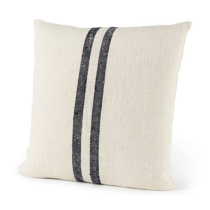 Mercana - Sandra 18 x 18 Beige With Blue Stripes Decorative Pillow Cover - 68870_CLOSEOUT view 1