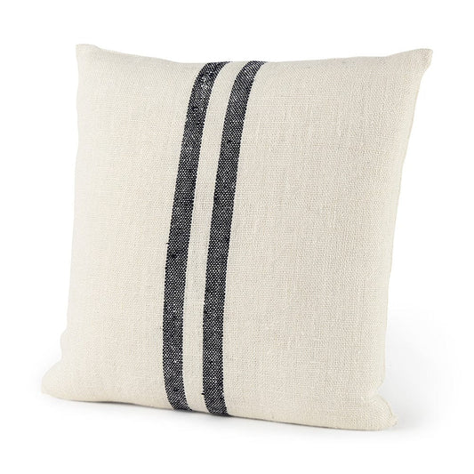 Mercana - Sandra 18 x 18 Beige With Blue Stripes Decorative Pillow Cover - 68870_CLOSEOUT view 1