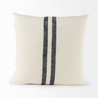 Mercana - Sandra 18 x 18 Beige With Blue Stripes Decorative Pillow Cover - 68870_CLOSEOUT view 2