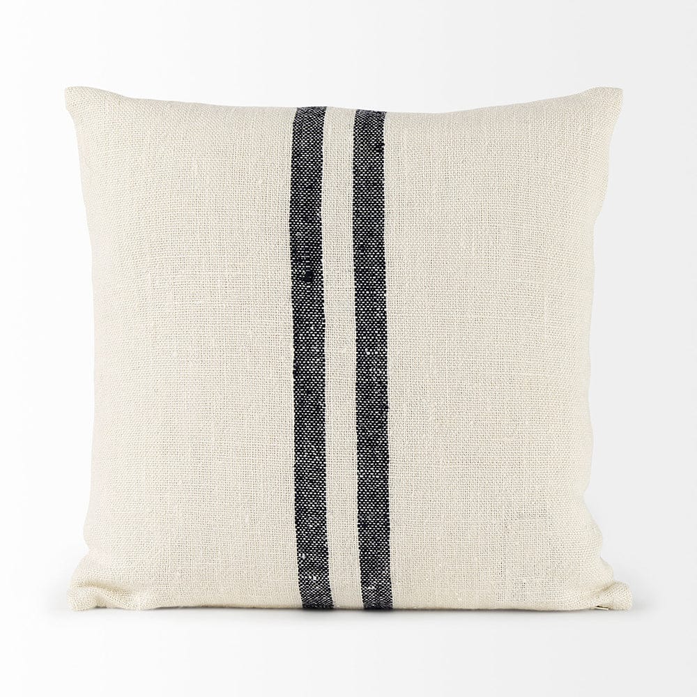 Mercana - Sandra 18 x 18 Beige With Blue Stripes Decorative Pillow Cover - 68870_CLOSEOUT view 4