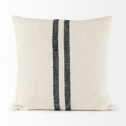 Mercana - Sandra 18 x 18 Beige With Blue Stripes Decorative Pillow Cover - 68870_CLOSEOUT view 4