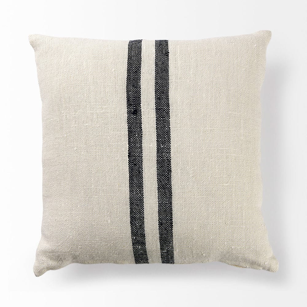 Mercana - Sandra 18 x 18 Beige With Blue Stripes Decorative Pillow Cover - 68870_CLOSEOUT view 5