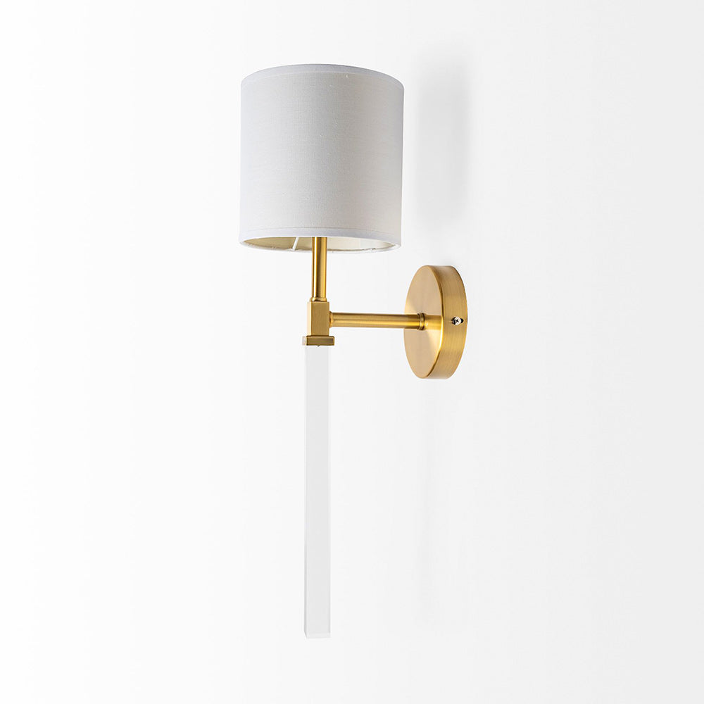 Mercana - Santander II 6.5x22 Gold Metal and White Linen Shade Wall Sconce - 65245_CLOSEOUT view 2