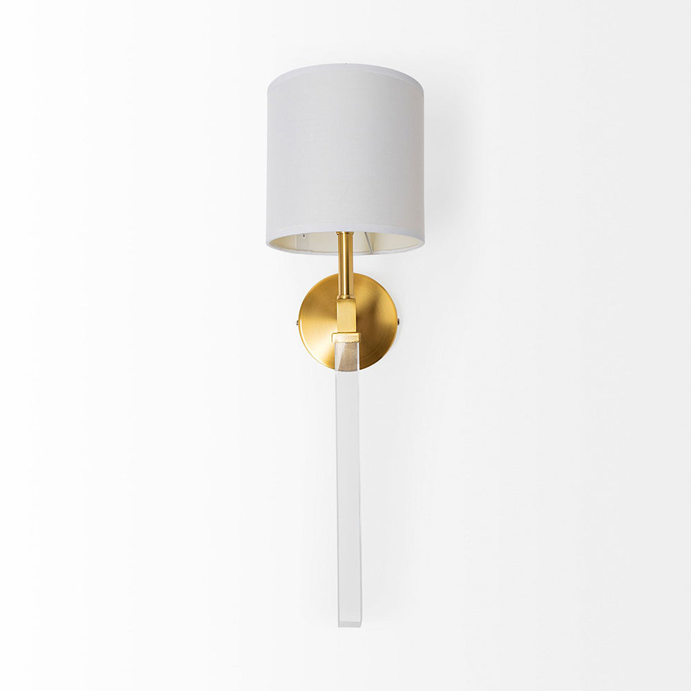 Mercana - Santander II 6.5x22 Gold Metal and White Linen Shade Wall Sconce - 65245_CLOSEOUT view 3