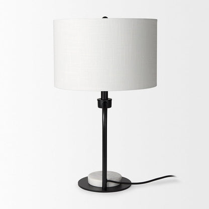 Mercana - Sarah 15.0L x 10.0W x 22.2H Arched Black Metal W/Marble Cube and White Shade Table Lamp - 69702 view 3