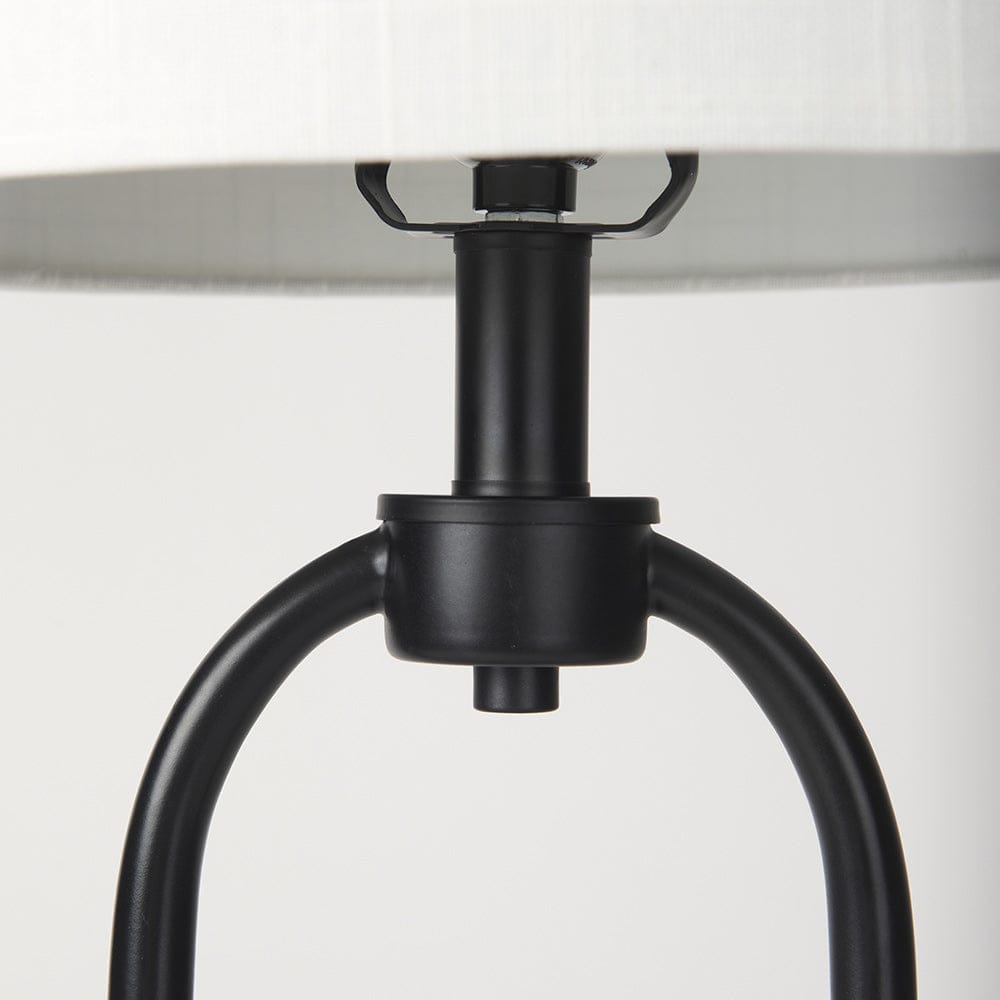 Mercana - Sarah 15.0L x 10.0W x 22.2H Arched Black Metal W/Marble Cube and White Shade Table Lamp - 69702 view 9