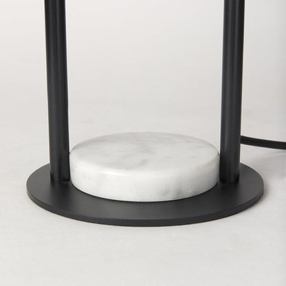 Mercana - Sarah 15.0L x 10.0W x 22.2H Arched Black Metal W/Marble Cube and White Shade Table Lamp - 69702 view 10