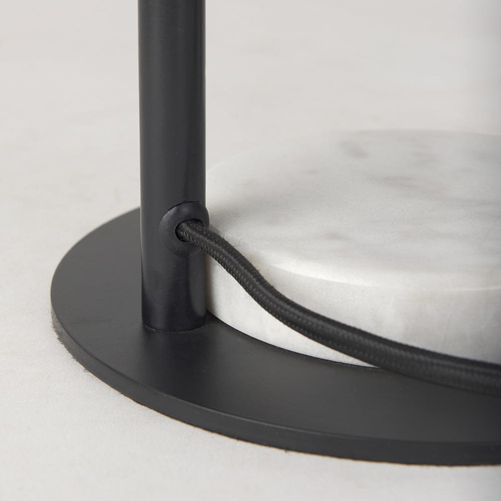 Mercana - Sarah 15.0L x 10.0W x 22.2H Arched Black Metal W/Marble Cube and White Shade Table Lamp - 69702 view 11