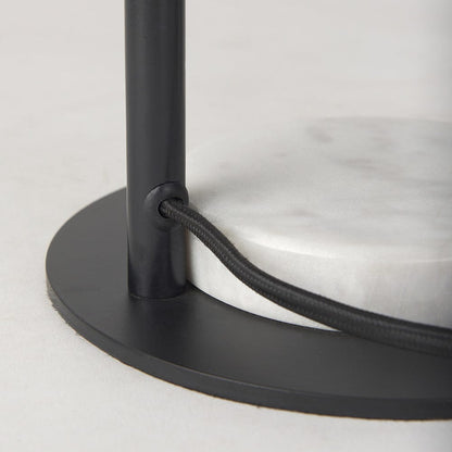 Mercana - Sarah 15.0L x 10.0W x 22.2H Arched Black Metal W/Marble Cube and White Shade Table Lamp - 69702 view 11