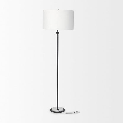 Mercana - Sarah 20.0L x 12.0W x 66.3H Arched Black Metal W/Marble Cube and White Shade Floor Lamp - 69703 view 3