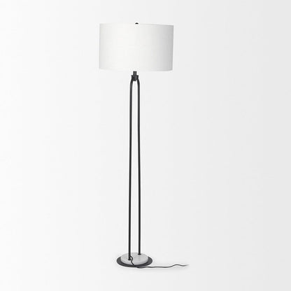 Mercana - Sarah 20.0L x 12.0W x 66.3H Arched Black Metal W/Marble Cube and White Shade Floor Lamp - 69703 view 4