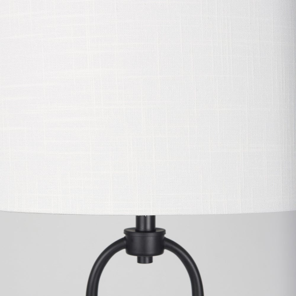 Mercana - Sarah 20.0L x 12.0W x 66.3H Arched Black Metal W/Marble Cube and White Shade Floor Lamp - 69703 view 6