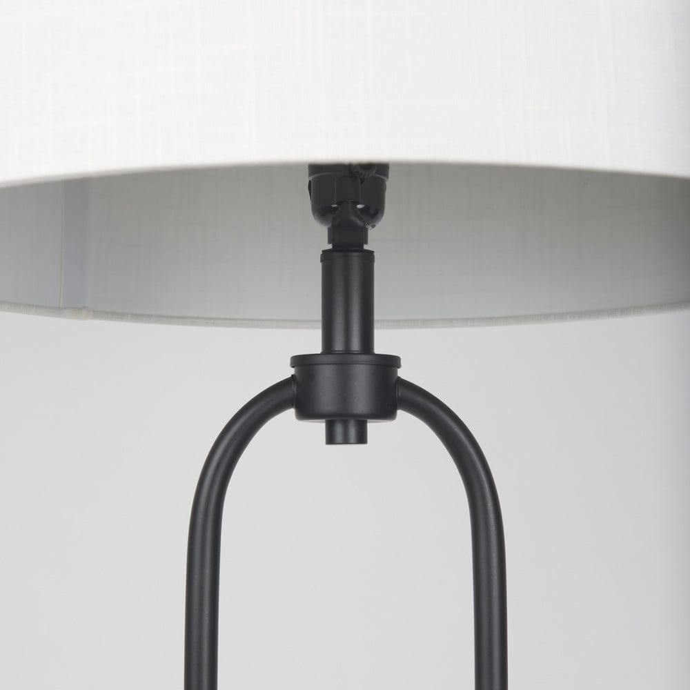 Mercana - Sarah 20.0L x 12.0W x 66.3H Arched Black Metal W/Marble Cube and White Shade Floor Lamp - 69703 view 7