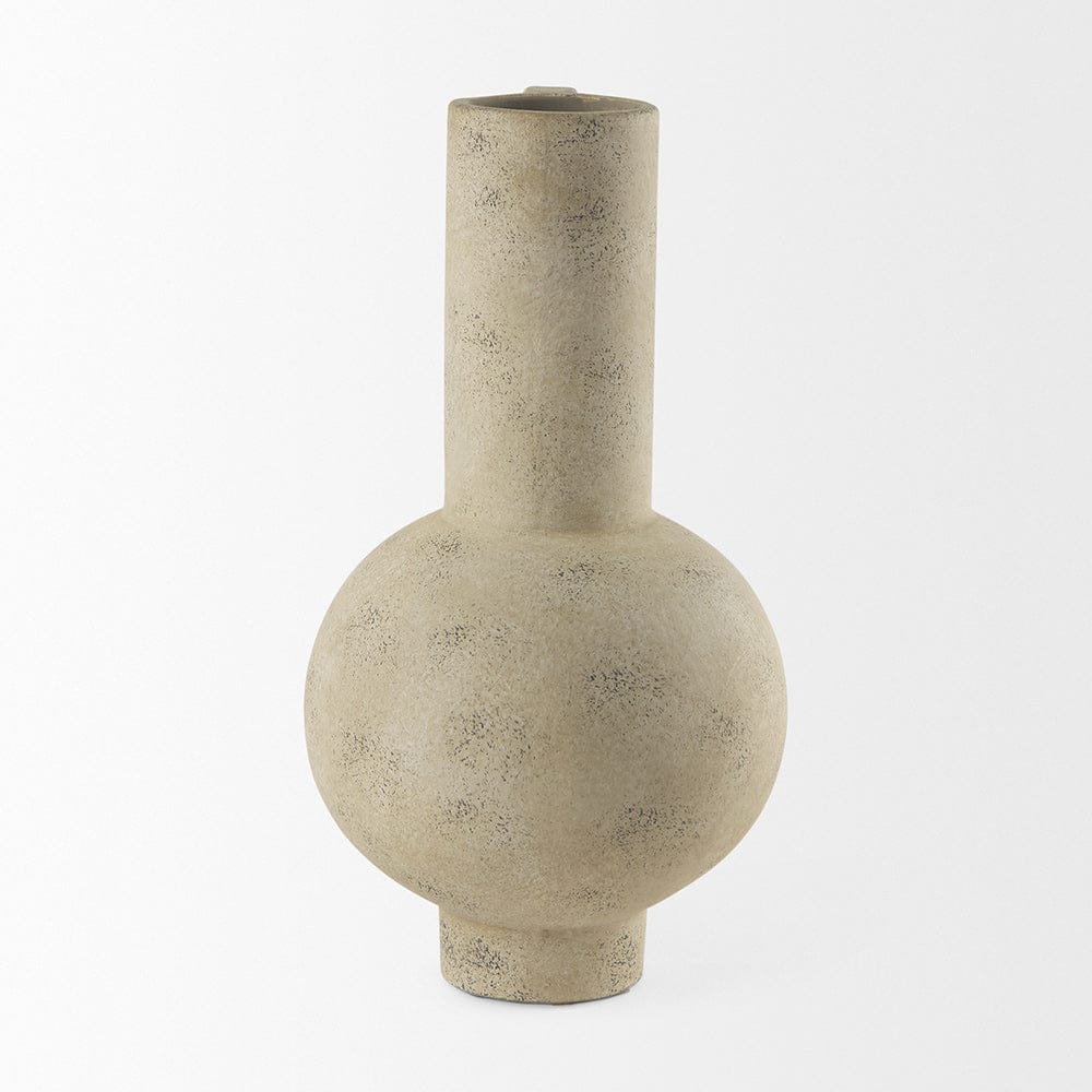 Mercana - Sariah 7.1L x 7.1W x 12.6H Beige Ceramic Vase - 69793 view 2