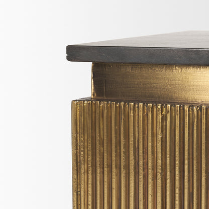 Mercana - Satima Black Marble w/ Gold Metal Square Fluted Accent Table - 70778 view 5