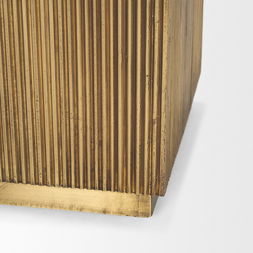 Mercana - Satima Black Marble w/ Gold Metal Square Fluted Accent Table - 70778 view 6