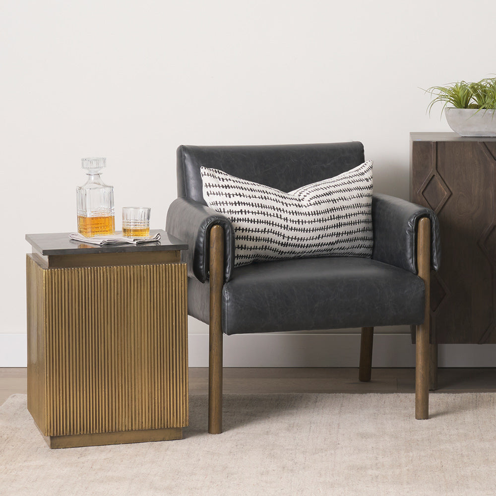 Mercana - Satima Black Marble w/ Gold Metal Square Fluted Accent Table - 70778 view 10