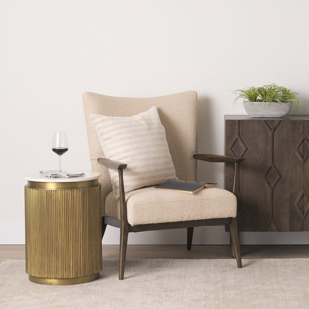 Mercana - Satima White Marble w/ Gold Metal Round Fluted Accent Table - 70777 view 8